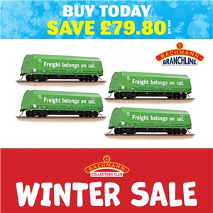 HRA Bogie Hopper DB Cargo Green ‘Freight belongs on rail.’  (4PK)