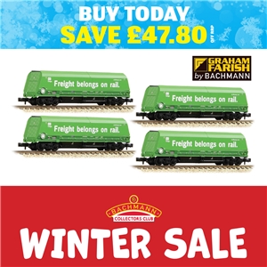 HRA Bogie Hopper DB Cargo Green ‘Freight belongs on rail.’ (4PK)