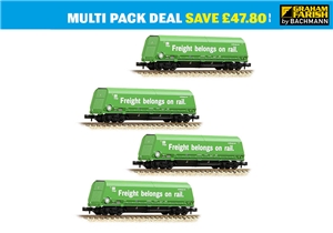 HRA Bogie Hopper DB Cargo Green ‘Freight belongs on rail.’ (4PK)