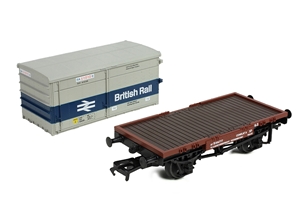 BR Conflat A Wagon BR Bauxite (Late) with BA Container 'British Rail'